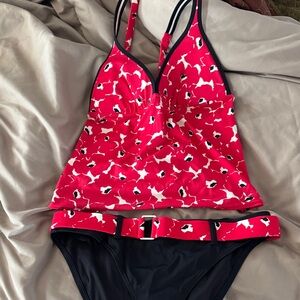 Red and Black Patterned Swimsuit